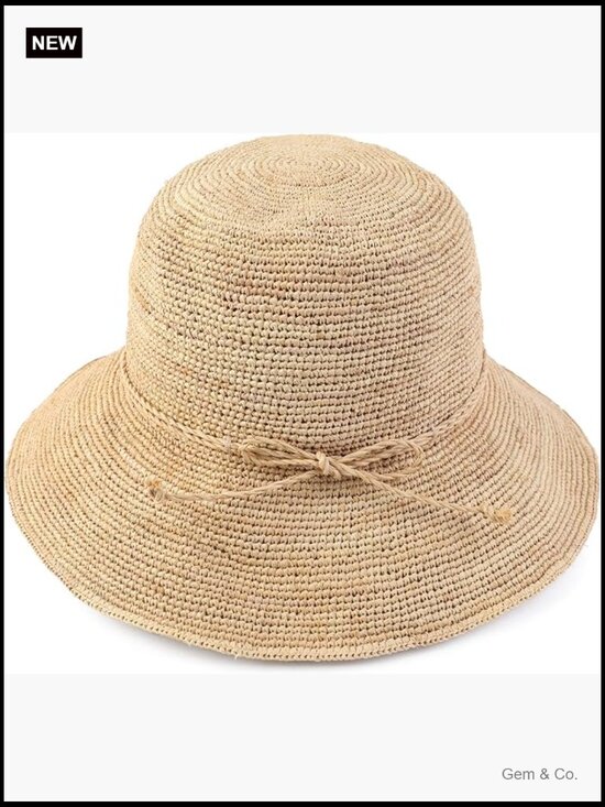 Women\'s Raffia Bucket Hat Wide Brim Sun Protection Adjustable Strap main image 5